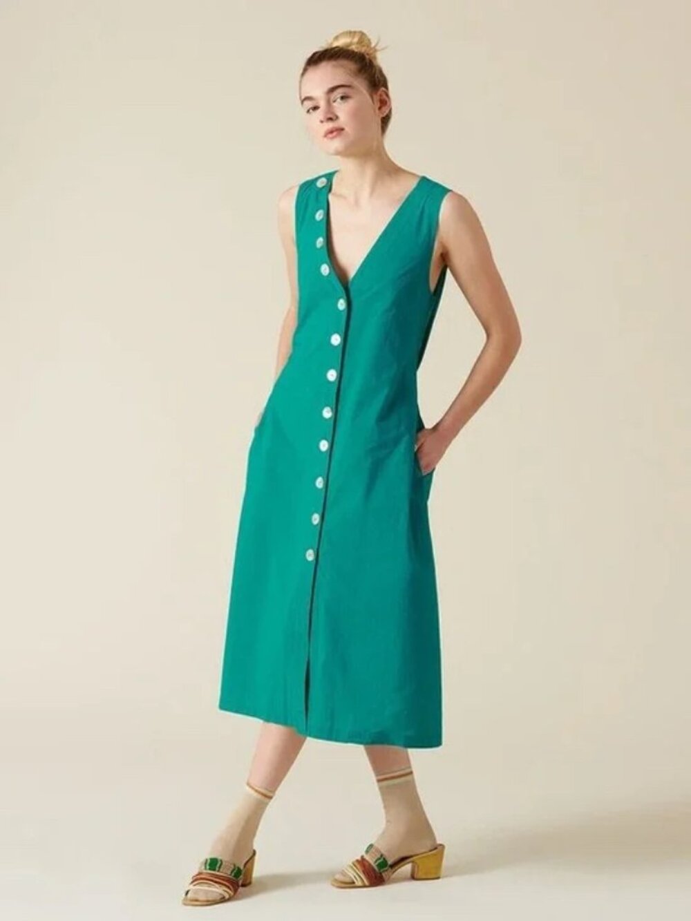 Rachel Antonoff Charlotte Button Down Shirt Dress Peacock Size 10 New